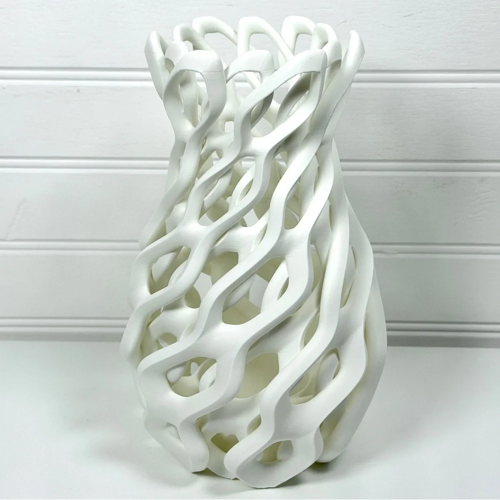 Sculptural Vase, Chain Vase, Wavy Openwork Decorative Vase